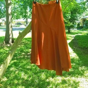 Faerie-Esque Orange Asymmetrical Midi Skirt NWOT